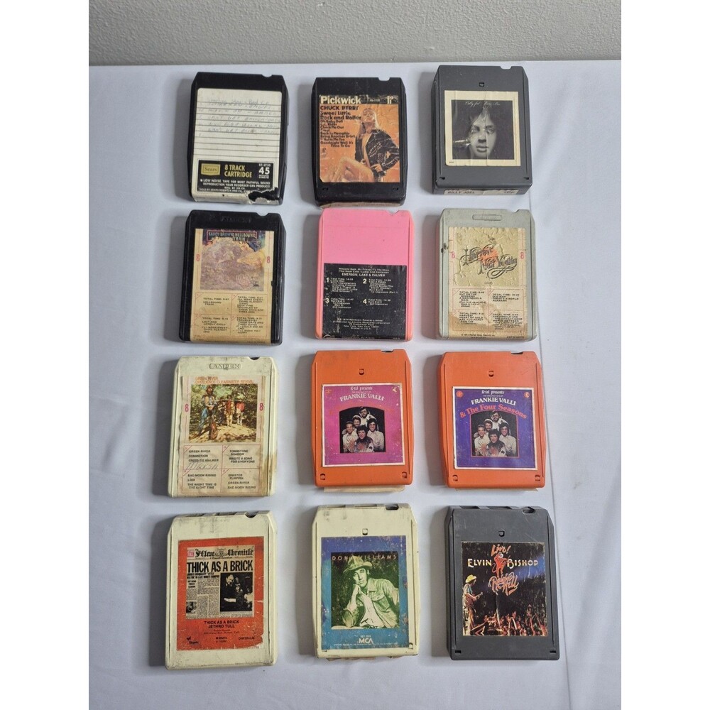 Lot of 12 Vintage 8 Track Tapes Untested As-Is CCR Jethro Tull Billy Joel Rock